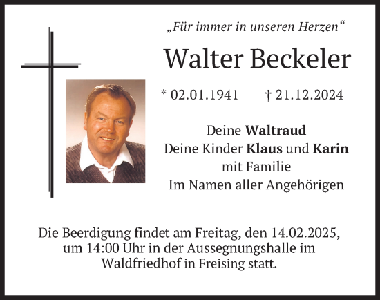 Traueranzeige von Walter Beckeler von merkurtz
