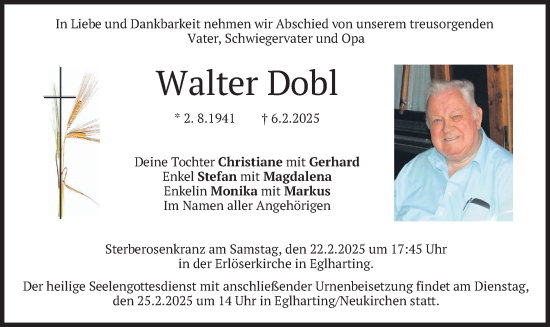 Traueranzeige von Walter Dobl von merkurtz