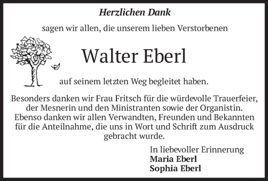 Traueranzeige von Walter Eberl von merkurtz