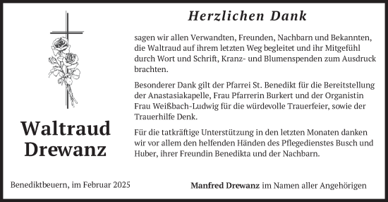 Traueranzeige von Waltraud Drewanz von merkurtz