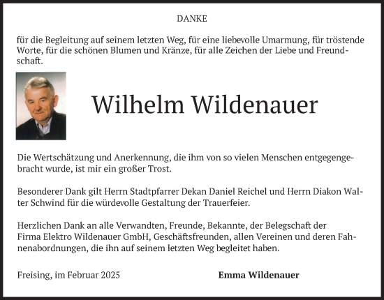 Traueranzeige von Wilhelm Wildenauer von merkurtz