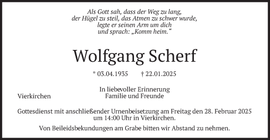 Traueranzeige von Wolfgang Scherf von merkurtz
