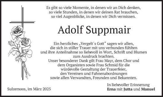 Traueranzeige von Adolf Suppmair von merkurtz