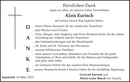 Traueranzeige von Alois Eurisch von merkurtz