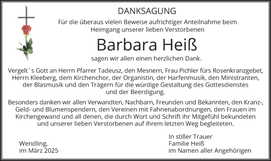 Traueranzeige von Barbara Heiß von merkurtz