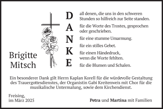 Traueranzeige von Brigitte Mitsch von merkurtz
