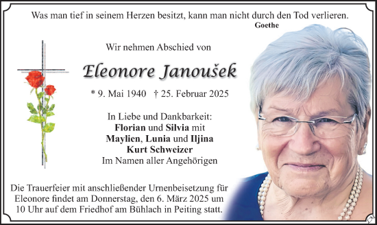 Traueranzeige von Eleonore Janousek von merkurtz