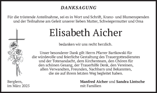 Traueranzeige von Elisabeth Aicher von merkurtz
