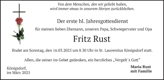 Traueranzeige von Fritz Rust von merkurtz