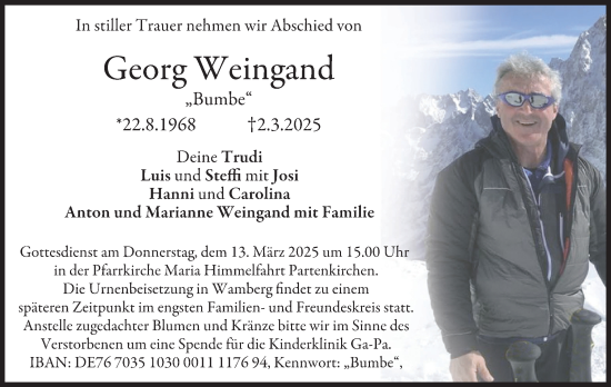 Traueranzeige von Georg Weingand von merkurtz