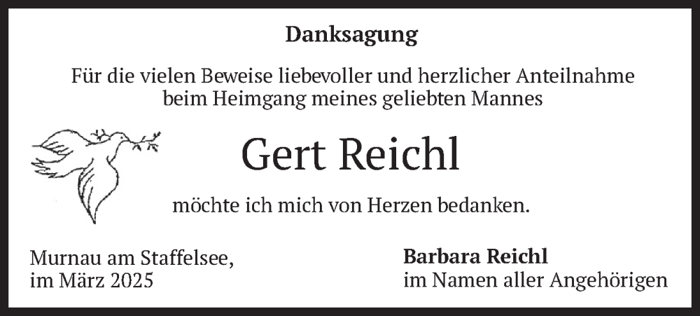  Traueranzeige für Gert Reichl vom 15.03.2025 aus merkurtz