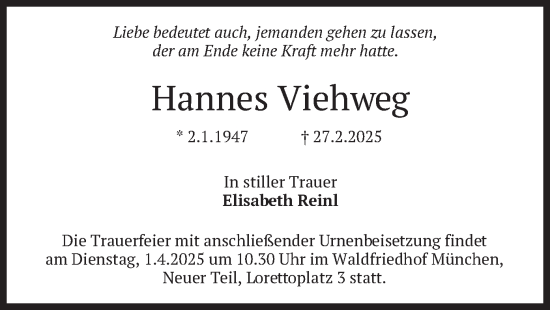 Traueranzeige von Hannes Viehweg von merkurtz