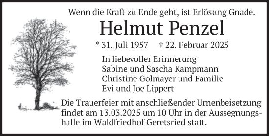 Traueranzeige von Helmut Penzel von merkurtz