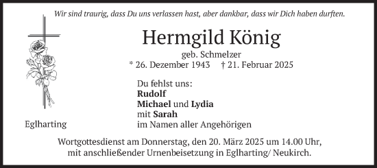 Traueranzeige von Hermgild König von merkurtz