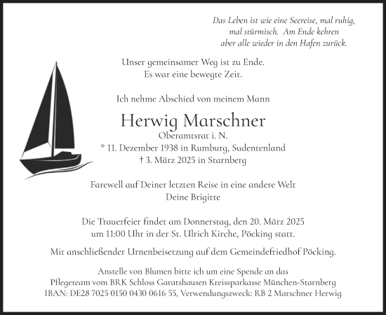 Traueranzeige von Herwig Marschner von merkurtz