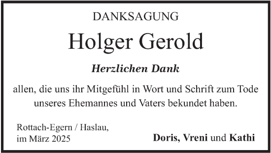 Traueranzeige von Holger Gerold von merkurtz