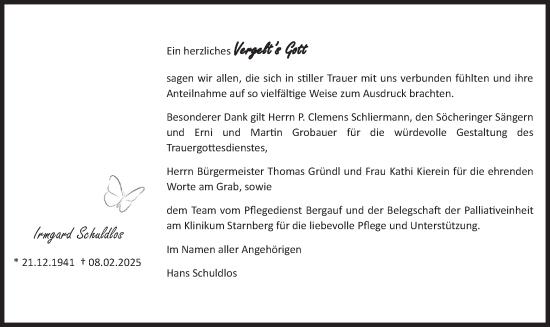 Traueranzeige von Irmgard Schuldlos von merkurtz