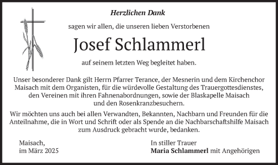 Traueranzeige von Josef Schlammerl von merkurtz