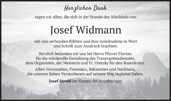 Traueranzeige von Josef Widmann von merkurtz