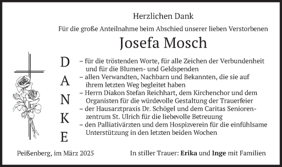 Traueranzeige von Josefa Mosch von merkurtz