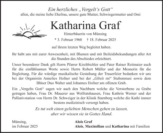 Traueranzeige von Katharina Graf von merkurtz