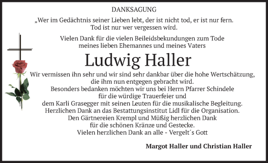 Traueranzeige von Ludwig Haller von merkurtz