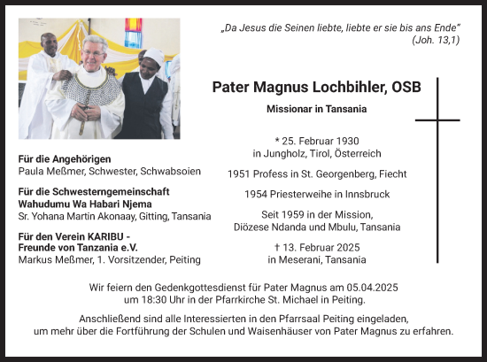 Traueranzeige von Magnus Lochbihler von merkurtz