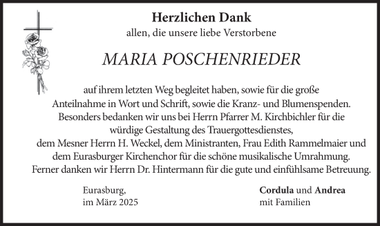 Traueranzeige von Maria Poschenrieder von merkurtz