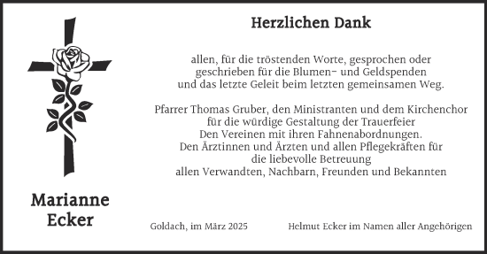 Traueranzeige von Marianne Ecker von merkurtz
