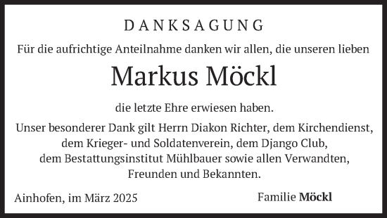 Traueranzeige von Markus Möckl von merkurtz