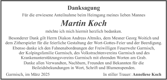 Traueranzeige von Martin Koch von merkurtz