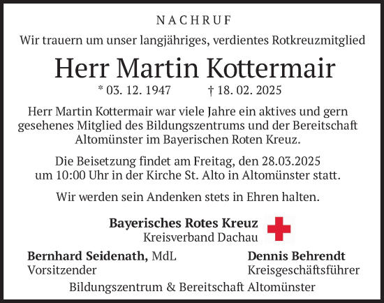 Traueranzeige von Martin Kottermair von merkurtz