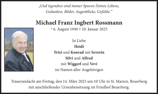 Traueranzeige von Michael Franz Ingbert Rossmann von merkurtz