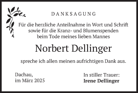 Traueranzeige von Norbert Dellinger von merkurtz