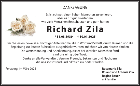 Traueranzeige von Richard Zila von Das Gelbe Blatt Penzberg