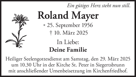 Traueranzeige von Roland Mayer von merkurtz