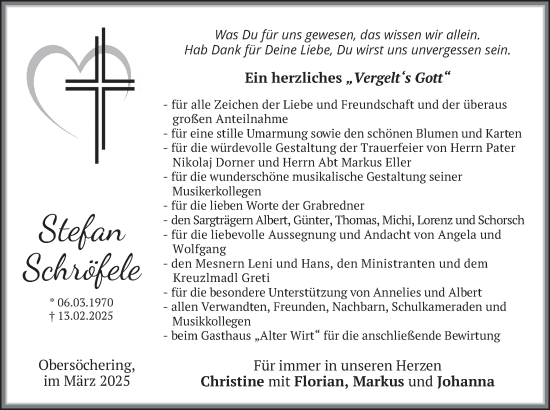Traueranzeige von Stefan Schröfele von merkurtz