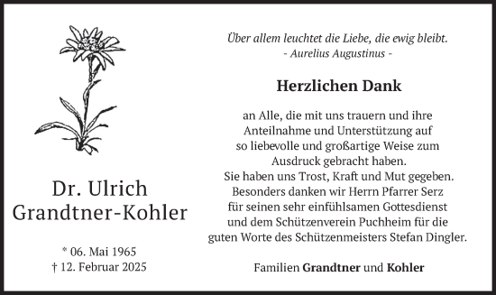 Traueranzeige von Ulrich Grandtner-Kohler von merkurtz