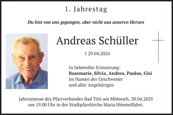 Traueranzeige von Andreas Schüller von merkurtz