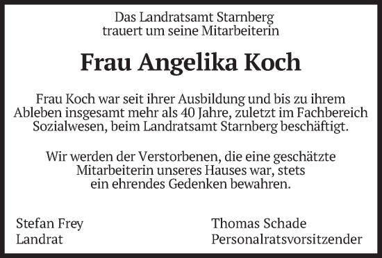 Traueranzeige von Angelika Koch von merkurtz