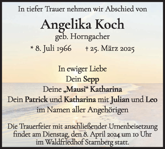 Traueranzeige von Angelika Koch von merkurtz