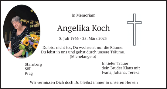 Traueranzeige von Angelika Koch von merkurtz