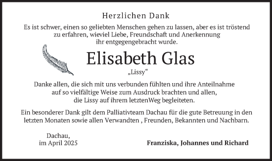 Traueranzeige von Elisabeth Glas von merkurtz