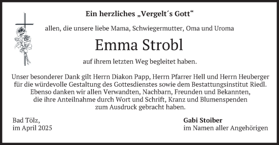 Traueranzeige von Emma Strobl von merkurtz