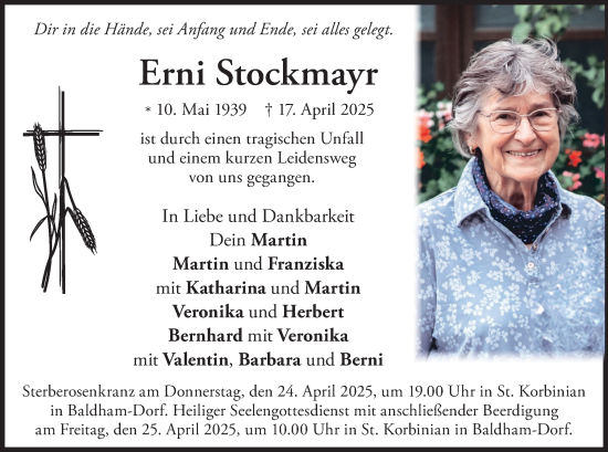 Traueranzeige von Erni Stockmayr von merkurtz