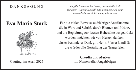 Traueranzeige von Eva Maria Stark von merkurtz