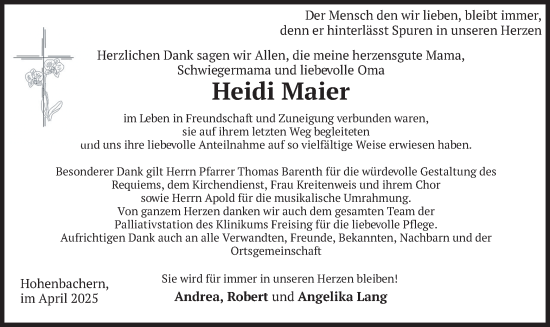 Traueranzeige von Heidi Maier von merkurtz