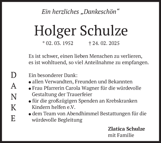 Traueranzeige von Holger Schulze von merkurtz