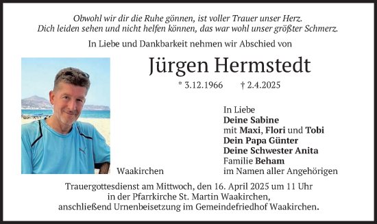 Traueranzeige von Jürgen Hermstedt von merkurtz