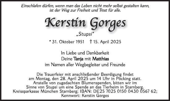 Traueranzeige von Kerstin Gorges von merkurtz